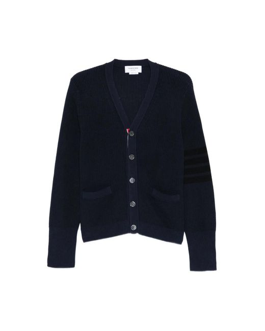 Thom Browne Truien & Vesten ,Blauw ,Katoen Garment Dyed 4-Bar Cardigan in het Blue voor heren