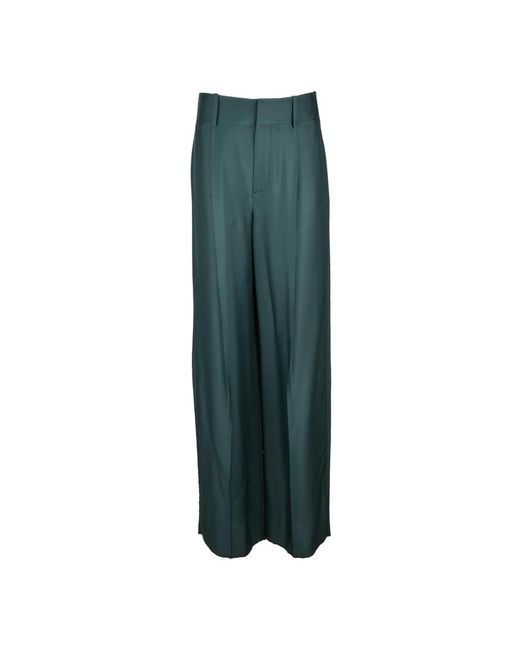 Bottega Veneta Klassieke Hoge Taille Wijde Pijpen Broek in het Green
