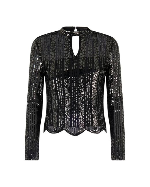 Twinset Overhemden ,Zwart ,Pailletten Zwarte Paillettenblouse Night Of Light in het Black