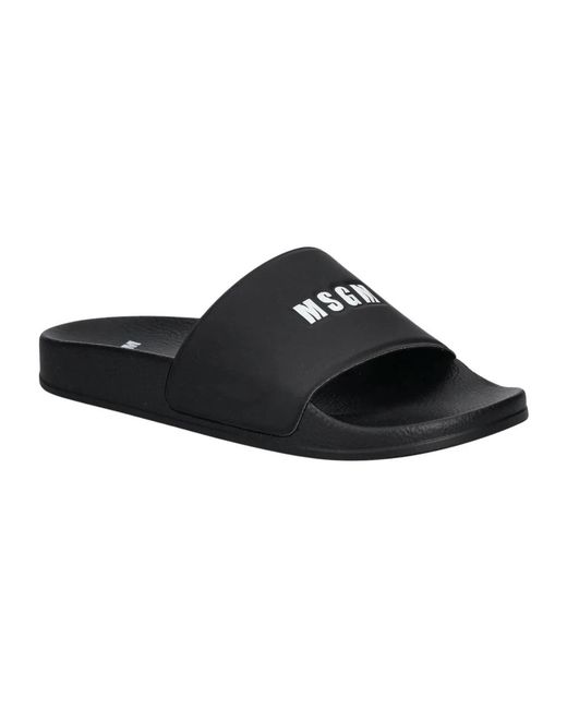 MSGM Logo-Embossed Slides in het Black