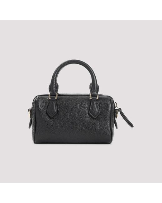 Gucci Black Schwarze Leder Emblem Mini Tasche