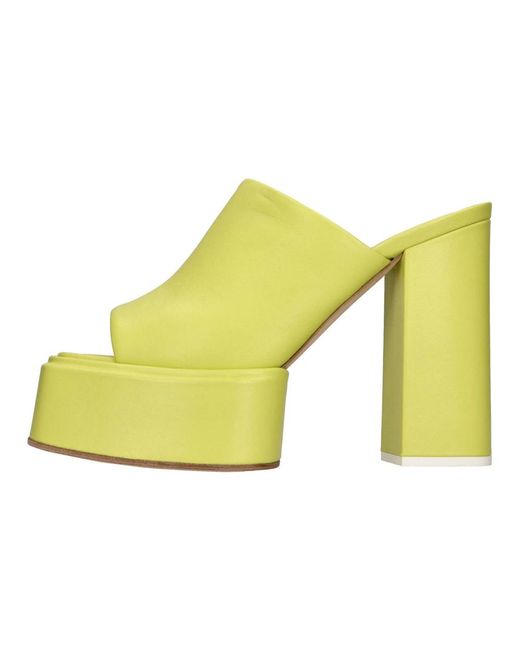 3Juin Yellow Heeled Mules