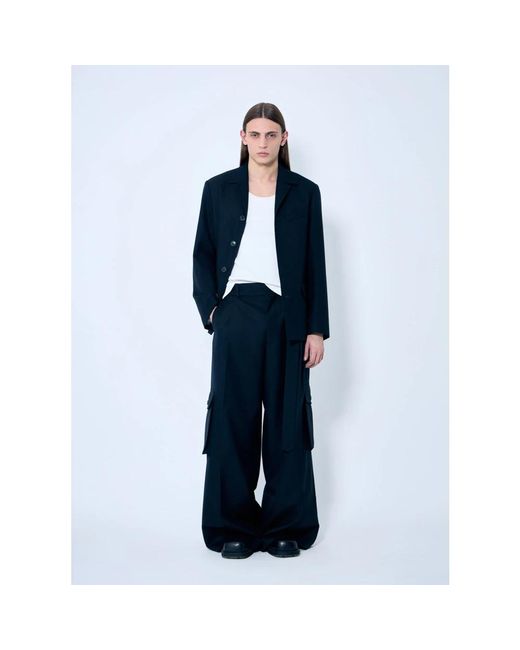 Dries Van Noten Jassen ,Blauw ,Wol Wollen Getailleerde Jas Met Reverskraag in het Blue voor heren