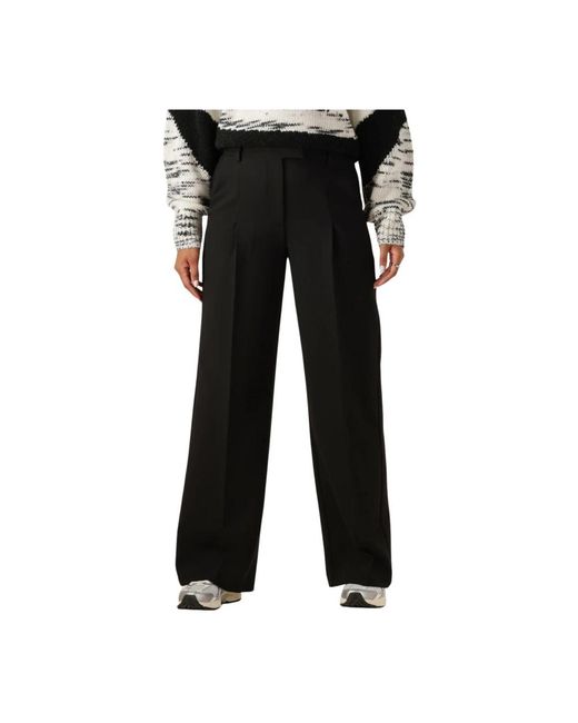 Another Label Broeken ,Zwart ,Zwarte Geplooide Broek Voor Stijlvolle Herfst/Winter Look in het Black