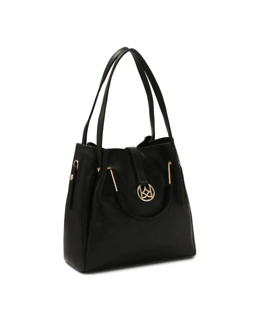 Kazar Black Schwarze Schultertasche Und Metallhandgriffe