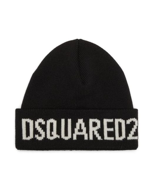 DSquared² Accessoires ,Zwart ,Wol Zwarte Hoeden & Petten Aw 24 in het Black voor heren