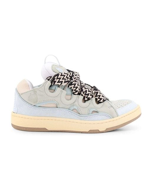 Lanvin White Mesh-einsatz ledersneakers
