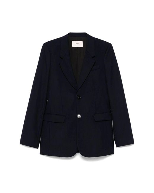 AMI Blue Dunkelblaue taillierte jacke,schwarze taillierte jacke mit zwei knöpfen