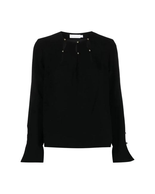 Jonathan Simkhai Overhemden ,Zwart ,Polyester Zwarte Crepe Cocktail Blouse in het Black