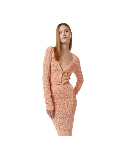 Silvian Heach Pink Strickjacke Aus Lochstrick Mit Schmuckknöpfen