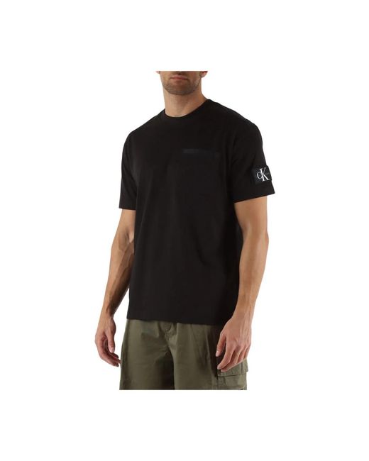 Calvin Klein Baumwoll-t-shirt mit fronttasche in Black für Herren