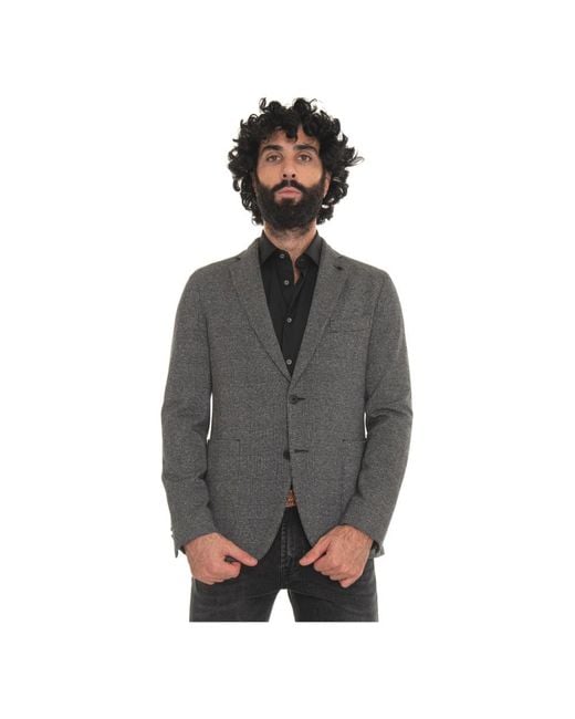 Michael Kors Jassen ,Grijs ,Katoen Glencheck Jersey Jas Met 2 Knopen in het Gray voor heren