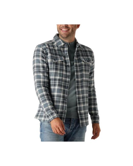 Pure Path Jassen ,Blauw ,Blauw Regular Fit Overshirt Voor Mannen in het Gray voor heren