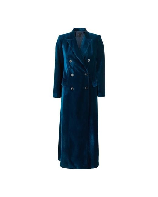 Double-Breasted Coats Plain en coloris Blue