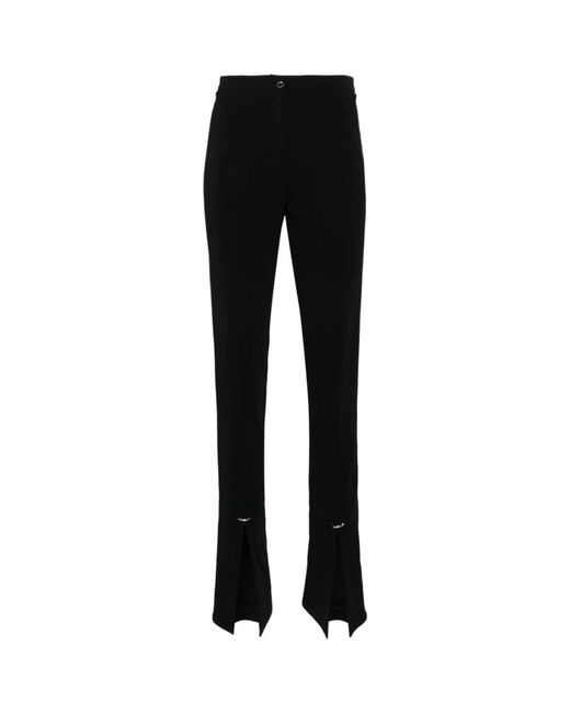 Mugler Broeken ,Zwart ,Leer High-Waisted Broek Met Splitzoom in het Black