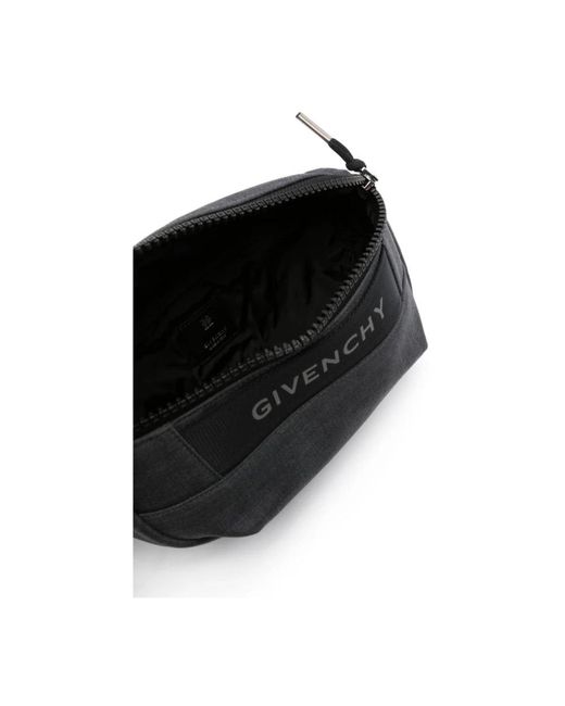 Givenchy Black Reflective Logo Virgin Wool Belt Bag for men