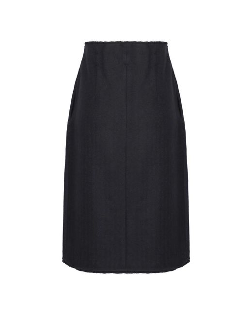 Prada Rokken ,Blauw ,Wol Bow-Detailed Frayed-Edge Midi Rok in het Blue