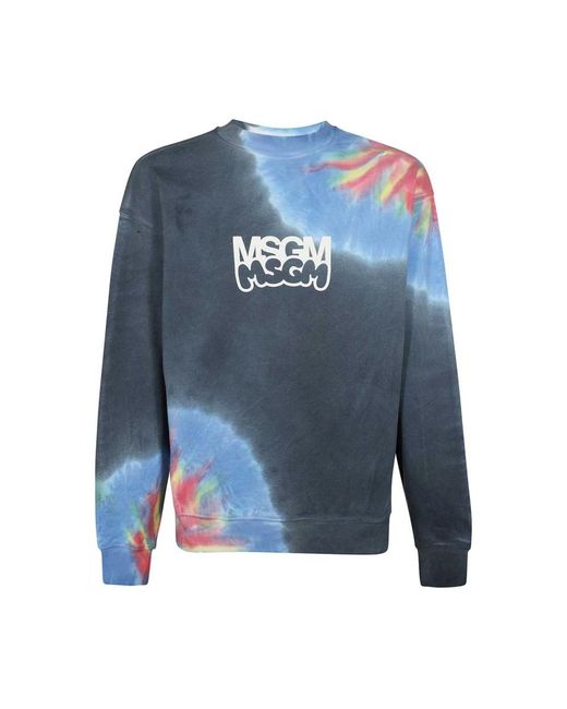 MSGM Hoodies & Sweatvesten ,Blauw ,Katoen Bedrukte Katoenen Sweater in het Blue voor heren