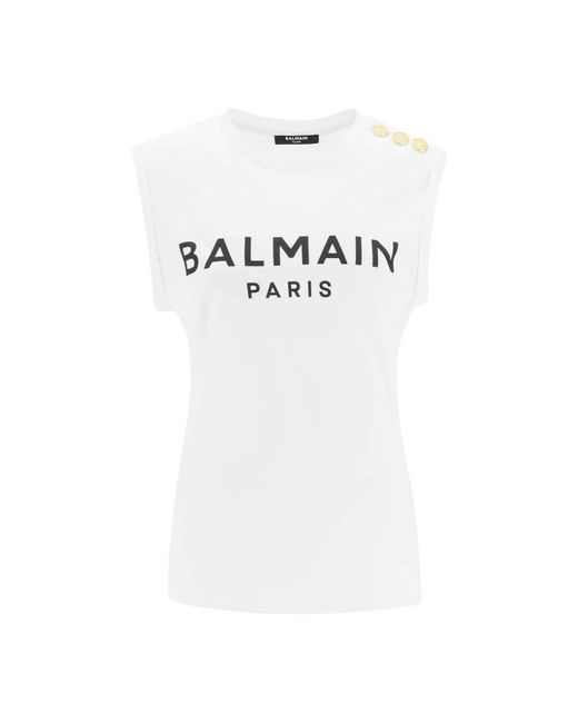 Tops > sleeveless tops Balmain en coloris White