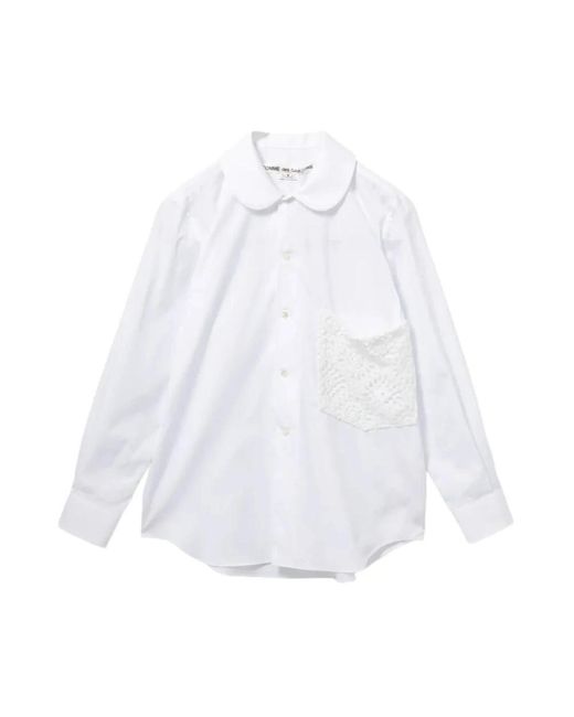 Comme des Garçons Katoenen Popeline Overhemd Met Kanten Zak in het White