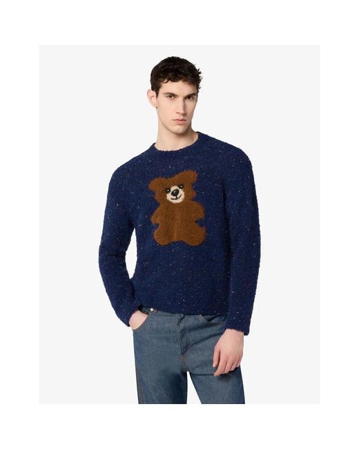Moschino Blue Round-Neck Knitwear for men