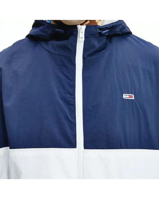 Tommy Hilfiger Jassen ,Veelkleurig ,Kleur Geblokkeerde Rits Windjack in het Blue voor heren