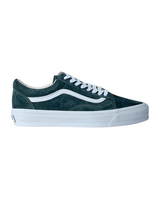 Vans Schoenen ,Groen ,Suède Suède Leren Sneakers Met Logo Print in het Blue voor heren