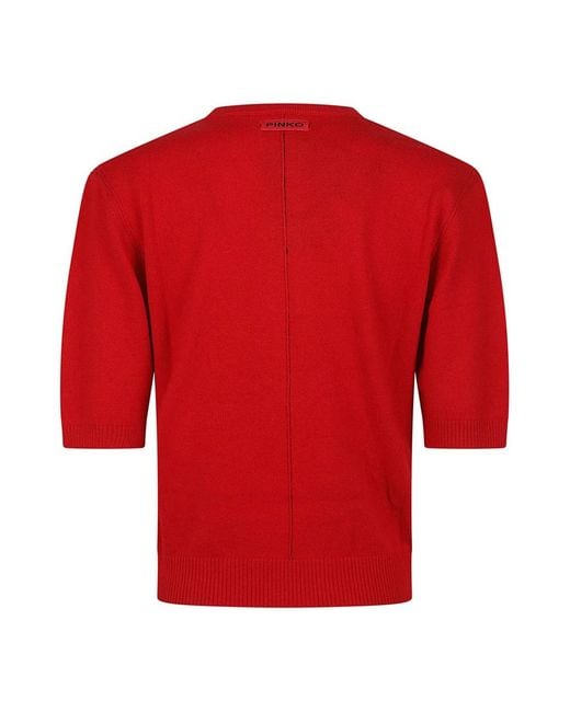 Pinko Red V-Neck Knitwear