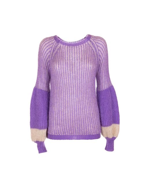 Fracomina Purple Round-Neck Knitwear