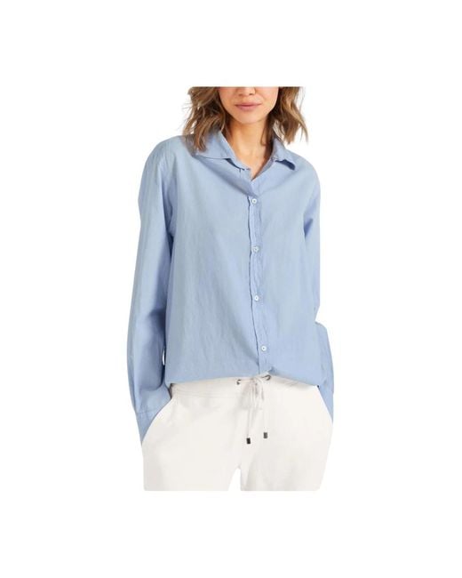 Juvia Blue Cotton Poplin Button-Up Shirt