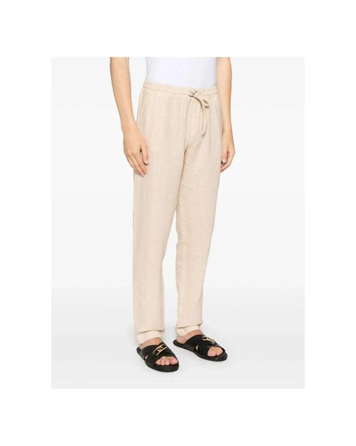Fedeli Leinenhose mit kordelzug und taschen in Natural für Herren