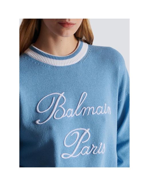Knitwear > round-neck knitwear Balmain en coloris Blue
