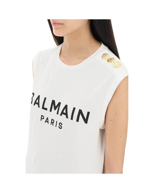 Tops > sleeveless tops Balmain en coloris White