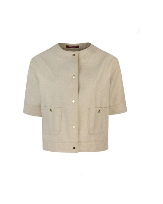 Max Mara Jassen ,Linnen Boxy Fit Linnenmix Jas in het Natural