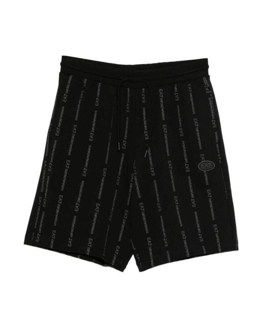 EA7 Black Casual Shorts for men