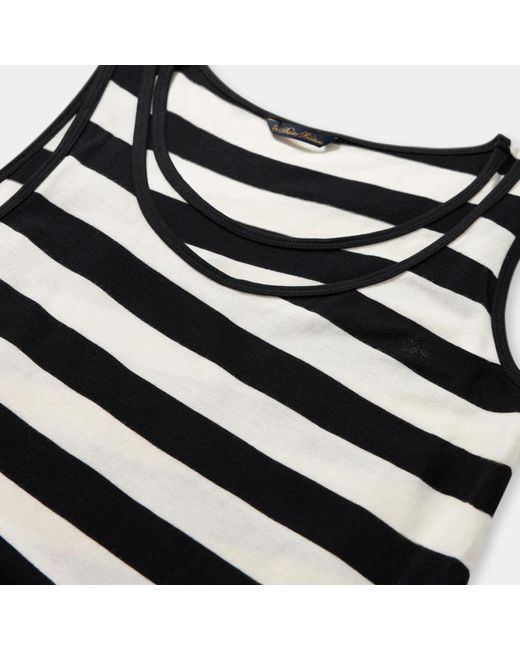 Brooks Brothers Black Slim Fit Gestreiftes Baumwoll-Jersey Tanktop Mit Logo-Stickerei