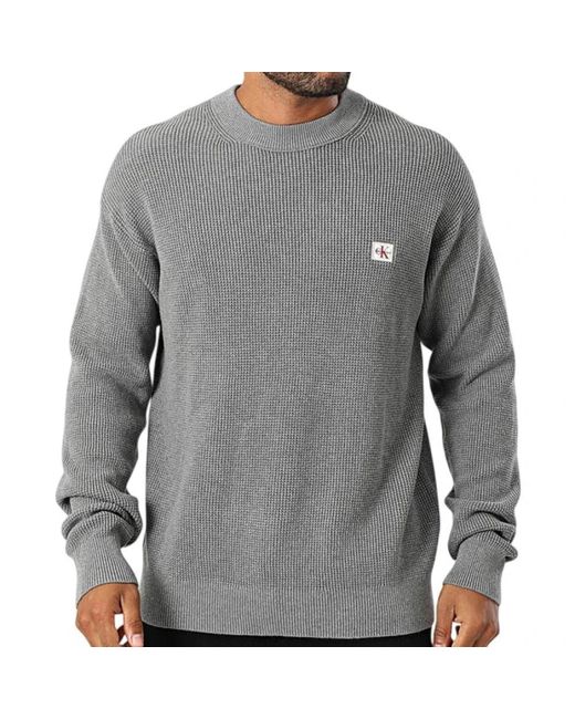 Round-Neck Knitwear Calvin Klein de hombre de color Gray