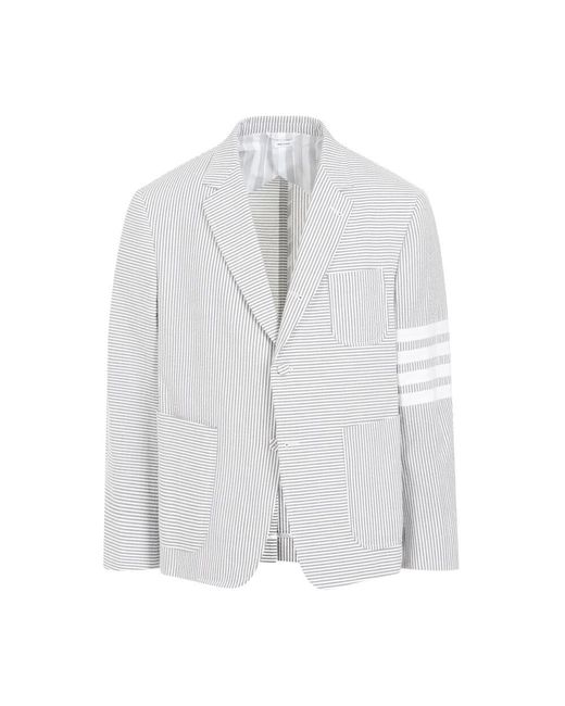 Thom Browne Gestreifte Baumwolljacke Grau Ss24 in White für Herren
