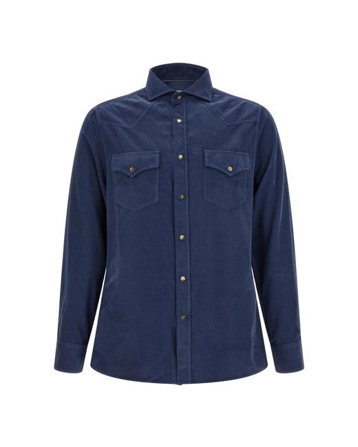 Brunello Cucinelli Blue Casual Shirts for men
