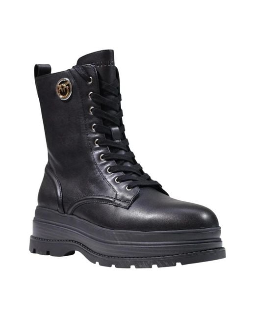 Pinko Black Lace-Up Boots