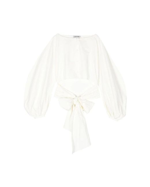 Del Core Poplin Bootnek Top in het White