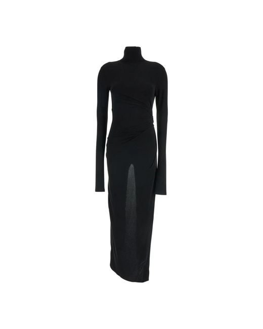 ANDAMANE Zwarte Turtleneck Openback Maxi Jurk in het Black