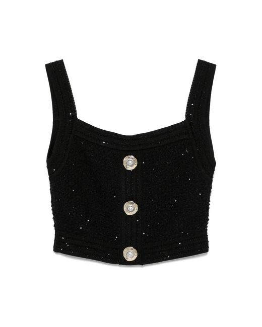 Balmain Black Sleeveless Tops