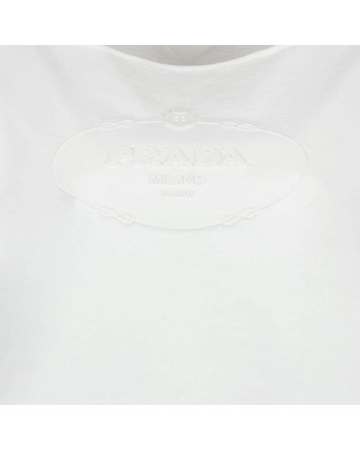 Prada White Kurzarm crop t-shirt