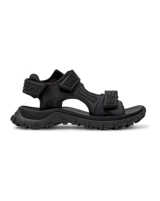 Camper Schoenen ,Zwart ,Leer Zwarte Platte Sandalen Voor Mannen in het Black voor heren