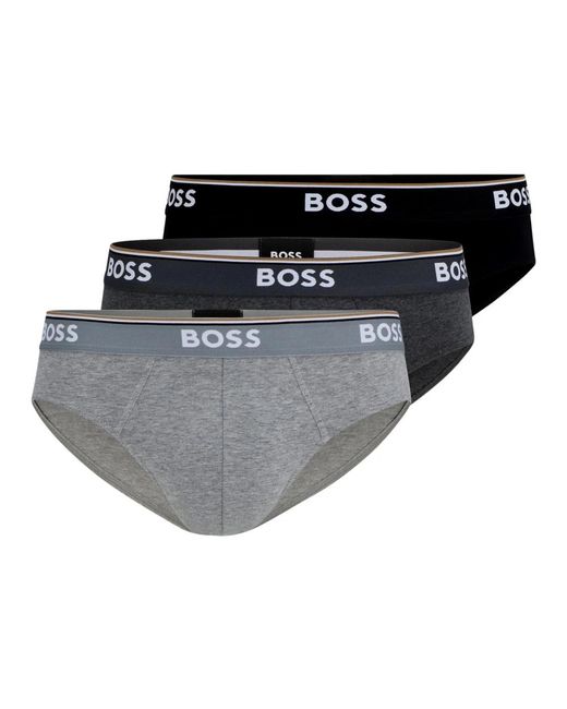HUGO Ondergoed ,Veelkleurig ,Katoen Katoenen Elastische Taille Logo Briefs Multipack in het Black voor heren
