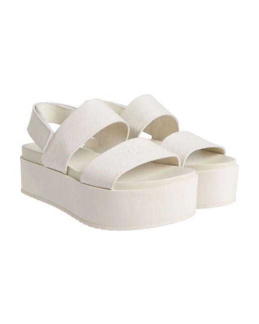 Calvin Klein White Flat Sandals