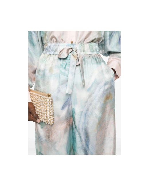 Zimmermann Blue Shorts Mit Grafischem Print Und Elastischem Bund