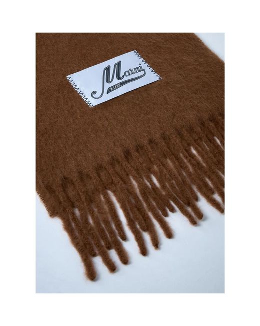 Marni Wollfransenschal Rechteckiges Design in Brown für Herren