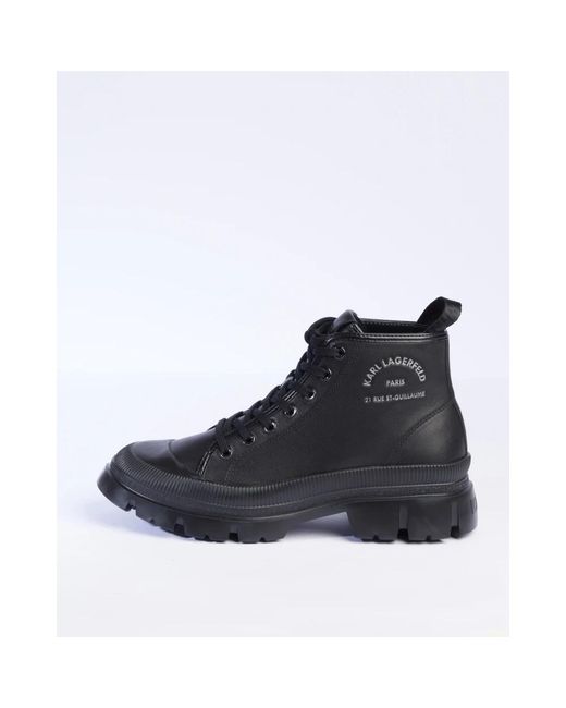 Karl Lagerfeld Blue Lace-Up Boots for men